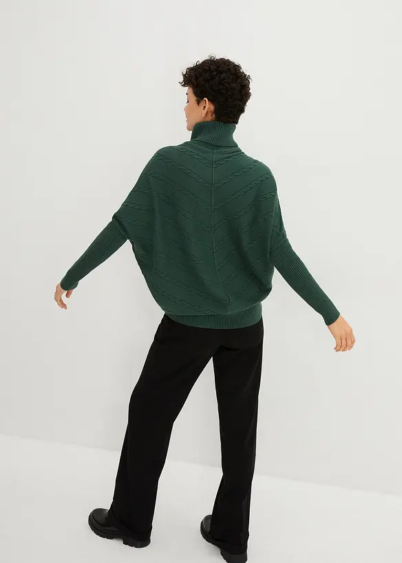 Rollkragenpullover in grün von hinten (im Anschnitt) - bonprix