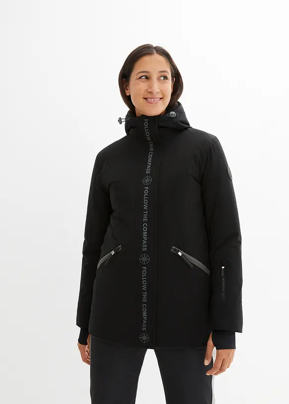 wasserdichte Ski Funktions-Jacke in schwarz von vorne (im Anschnitt) - bonprix