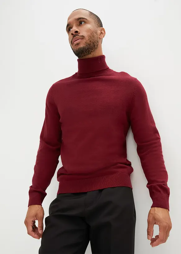 Rollkragenpullover mit Kaschmir in rot von vorne (im Anschnitt) - bonprix