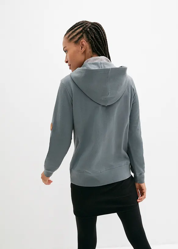 Kapuzen-Sweatjacke aus reiner Baumwolle in grün von hinten (im Anschnitt) - bonprix