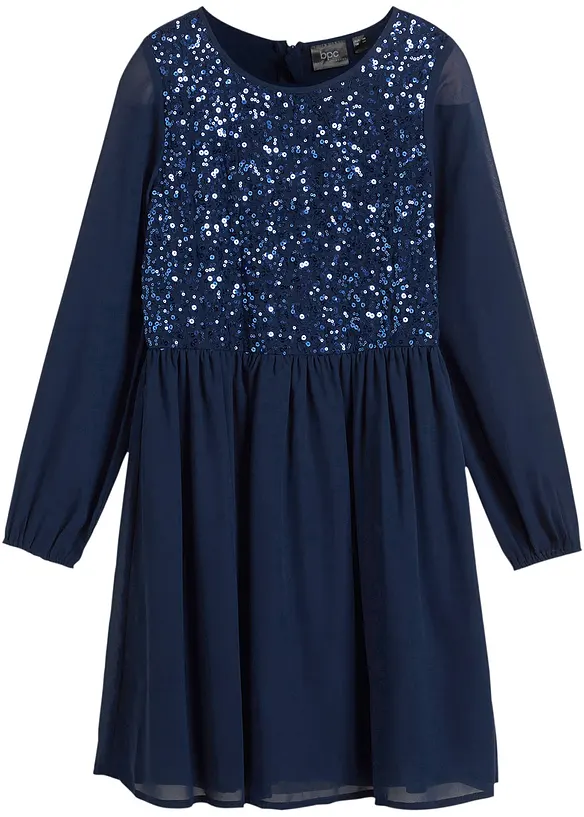 Chiffonkleid in blau von vorne - bonprix