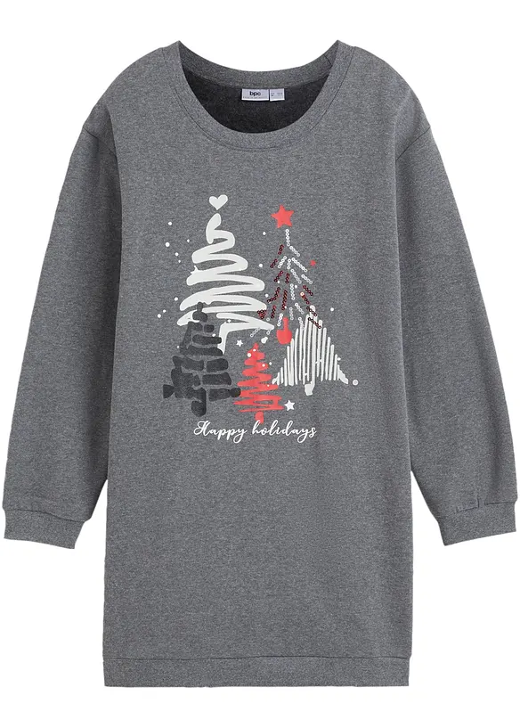 Sweatkleid mit Pailletten in grau von vorne - bonprix