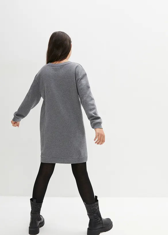 Sweatkleid mit Pailletten in grau von hinten (Totalaufnahme) - bonprix