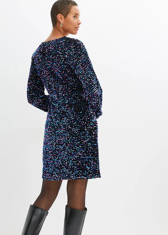 Paillettenkleid in schwarz von hinten (Totalaufnahme) - bonprix