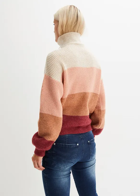 Troyer Pullover in beige von hinten (im Anschnitt) - bonprix