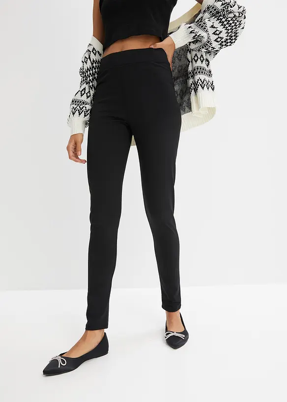 Highwaist Thermo-Leggings mit breitem Bequembund in schwarz von vorne - bonprix Highwaist Thermo-Leggings mit breitem Bequembund in schwarz von vorne - bonprix