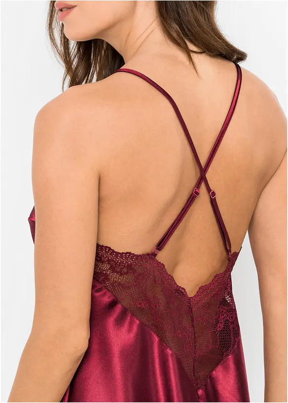 Satin Negligé in rot im Look von vorne (Totalaufnahme) - bonprix