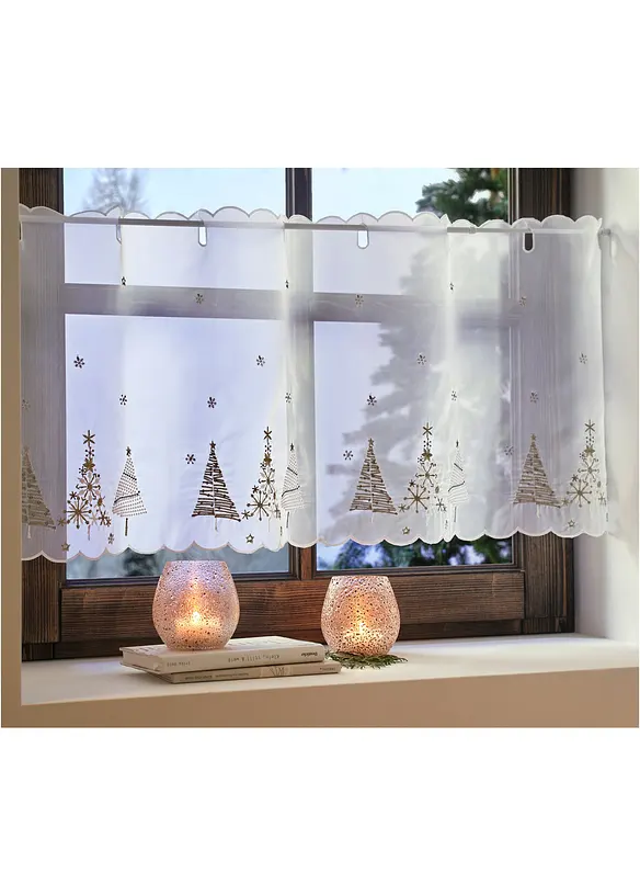 Scheibengardine mit weihnachtlicher Stickerei in weiß (Ambiente) - bonprix