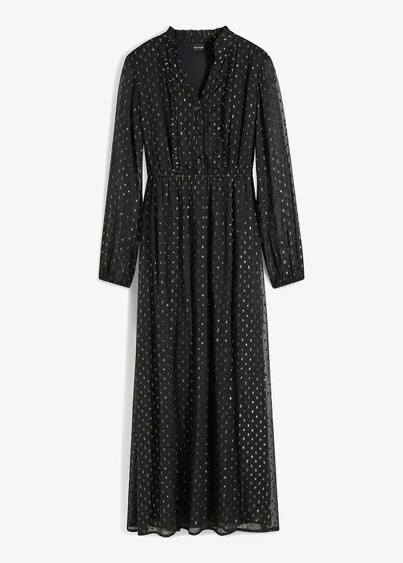 Maxikleid mit Glitzer in schwarz von vorne - bonprix