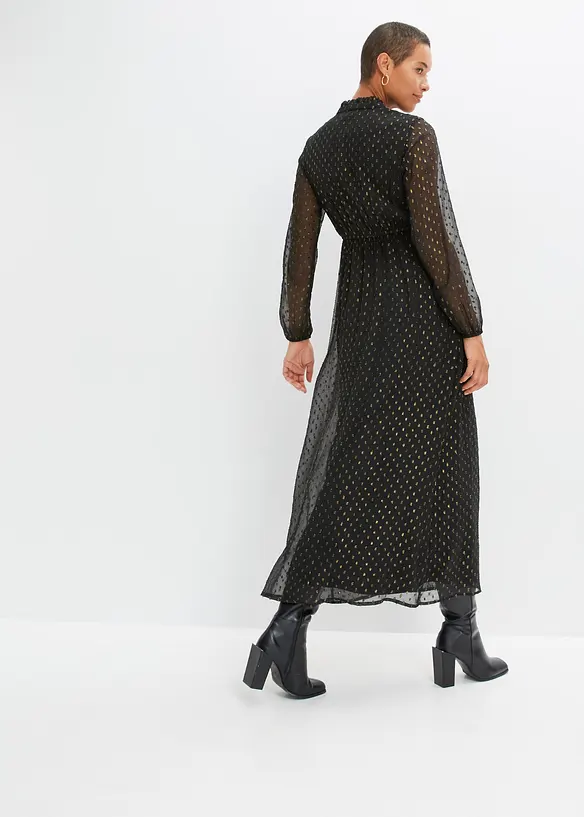 Maxikleid mit Glitzer in schwarz von hinten (Totalaufnahme) - bonprix