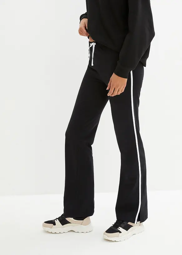 Jersey-Hose aus Baumwolle mit Stretch in schwarz von vorne - bonprix