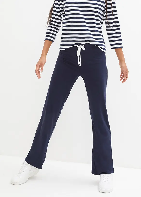 Jersey-Hose aus Baumwolle mit Stretch in blau von vorne - bonprix