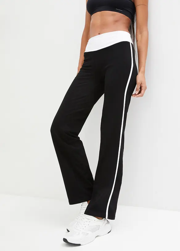Baumwoll Sporthose mit Stretch in schwarz von vorne - bonprix