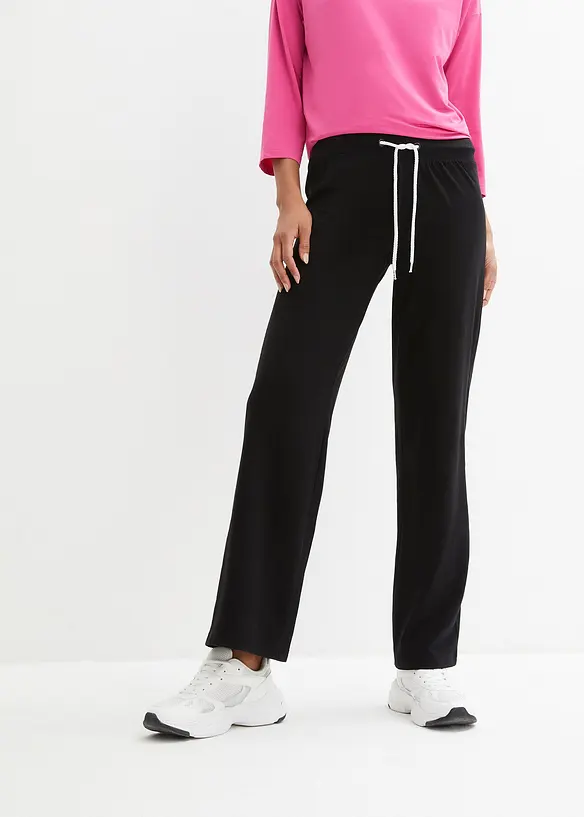 Jersey-Hose aus Baumwolle mit Stretch in schwarz von vorne - bonprix
