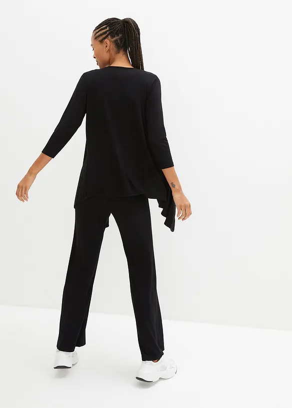 Loungewear Hausanzug (3-tlg.Set) in schwarz von hinten (Totalaufnahme) - bonprix