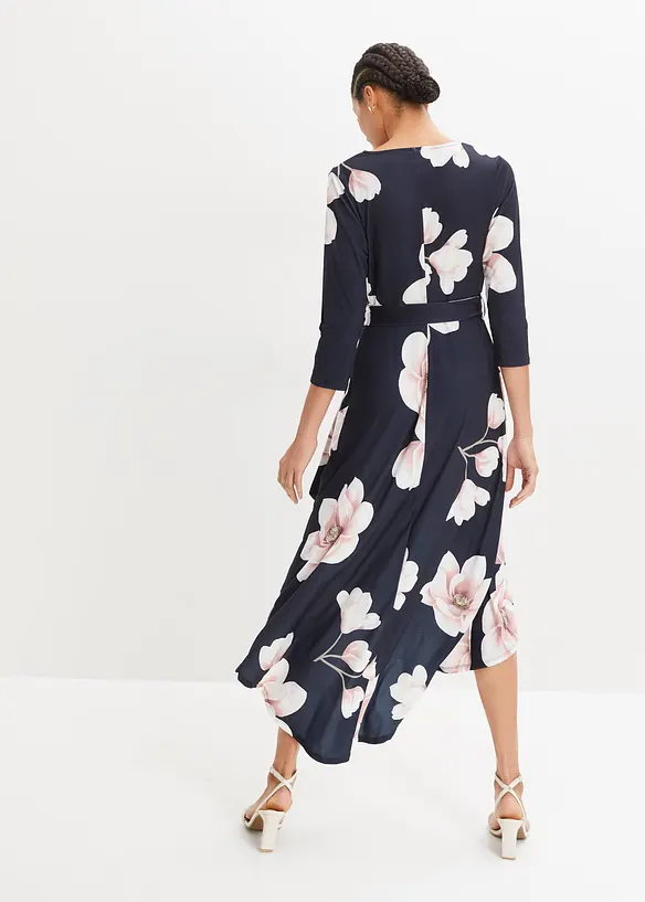 Vokuhila-Kleid aus Jersey mit Bindeband in blau von hinten (Totalaufnahme) - bonprix Vokuhila-Kleid aus Jersey mit Bindeband in blau von hinten (Totalaufnahme) - bonprix
