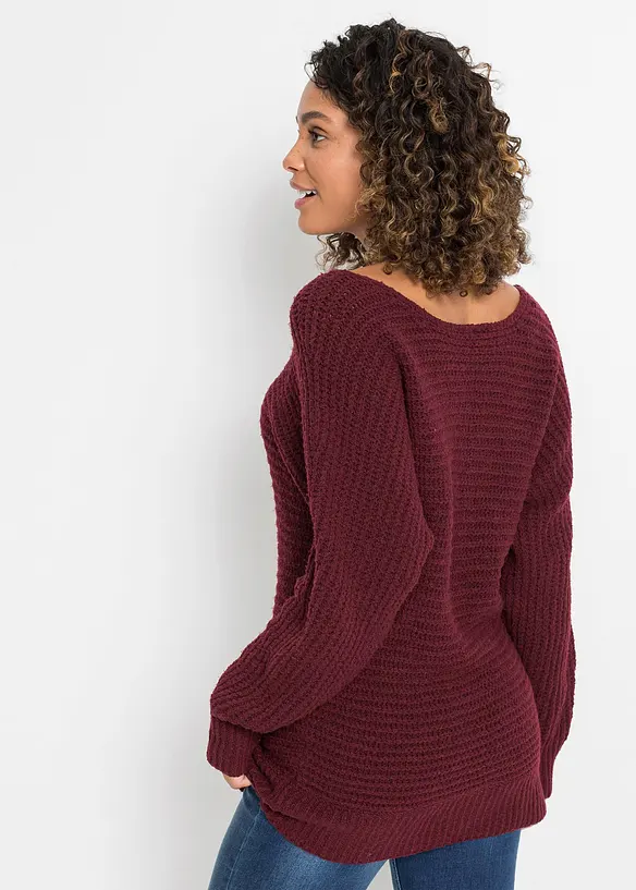 Grobstrick-Pullover in rot von hinten (im Anschnitt) - bonprix
