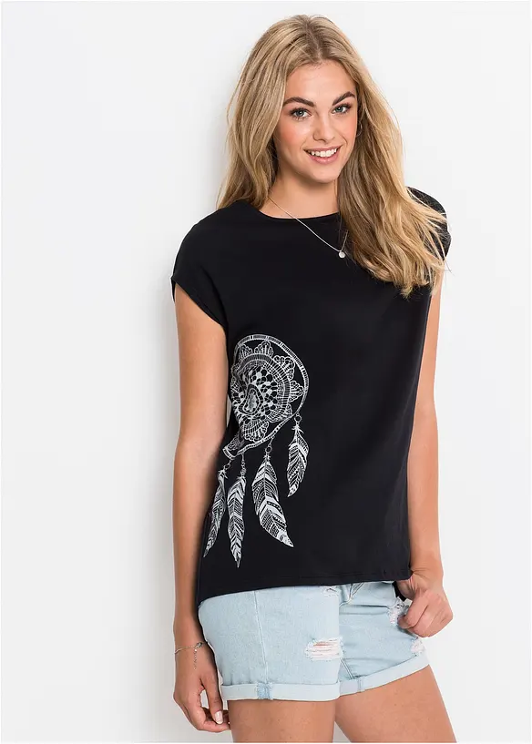 Shirt in schwarz von vorne (im Anschnitt) - bonprix