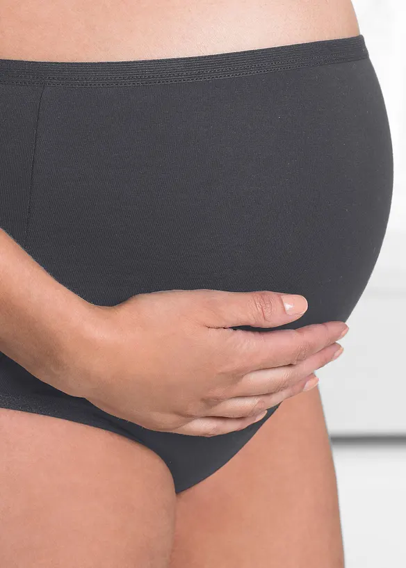 Umstandsslip mit Bio-Baumwolle (2er Pack) in schwarz (Detailaufnahme) - bonprix