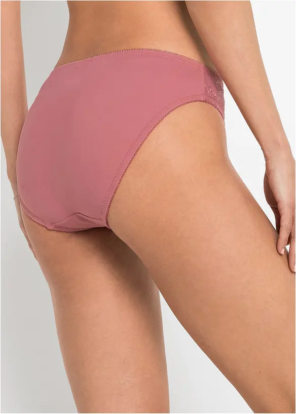 Slip mit Stickerei (2er Pack) in rosa von hinten - bonprix