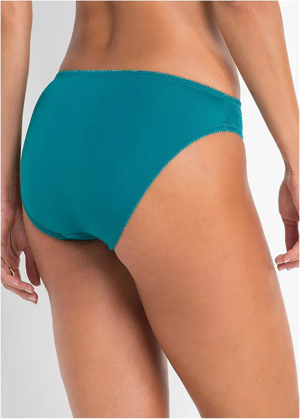 Slip mit Stickerei (2er Pack) in petrol von hinten - bonprix