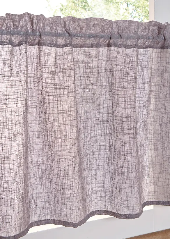 Scheibengardine in Leinen-Optik in grau Detailaufnahme vom Material - bonprix