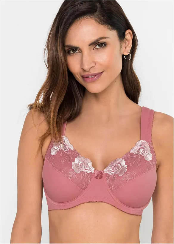 Minimizer-BH mit gepolsterten Trägern (2er Pack) in rosa von vorne (im Anschnitt) - bonprix