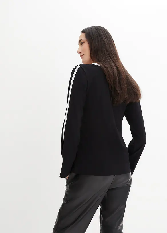 Langarmshirt mit Schlitz in schwarz von hinten (im Anschnitt) - bonprix