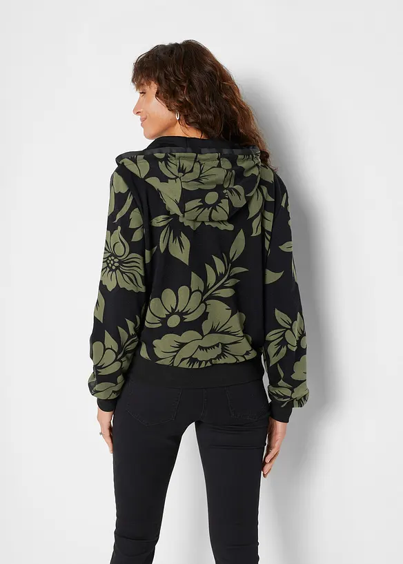 Sweatjacke aus weichem Baumwoll-Mix in schwarz von hinten (im Anschnitt) - bonprix
