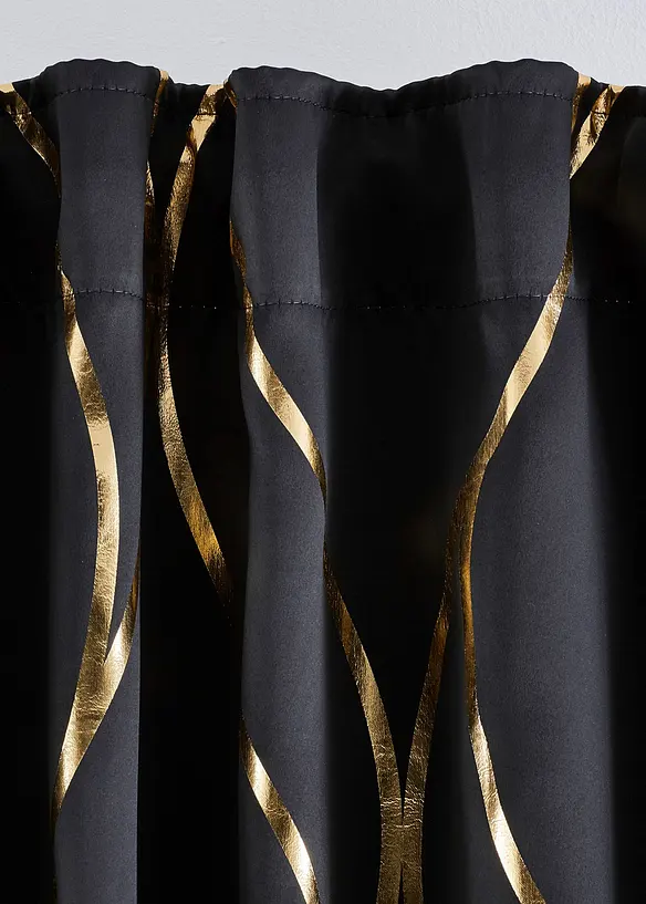 Abdunkelnder Vorhang mit Glanzdruck (1er Pack) in schwarz - bonprix