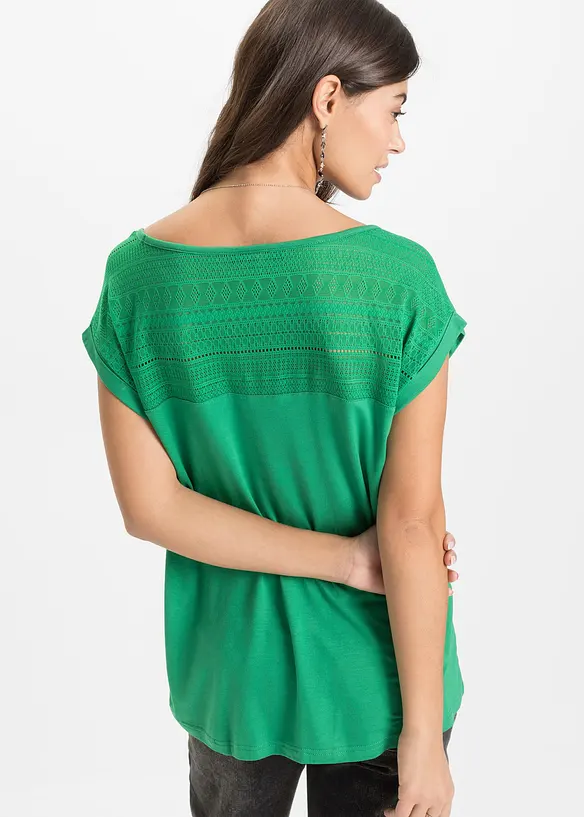 Shirt aus softem Viskose-Mix in grün von hinten (im Anschnitt) - bonprix