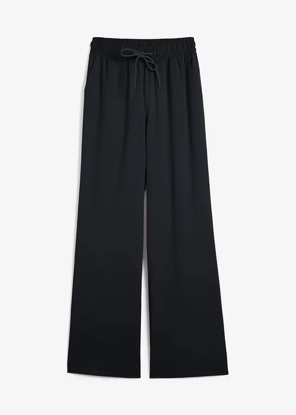 Weite Hose mit High-Waist-Bequembund, lang in schwarz von vorne - bpc bonprix collection