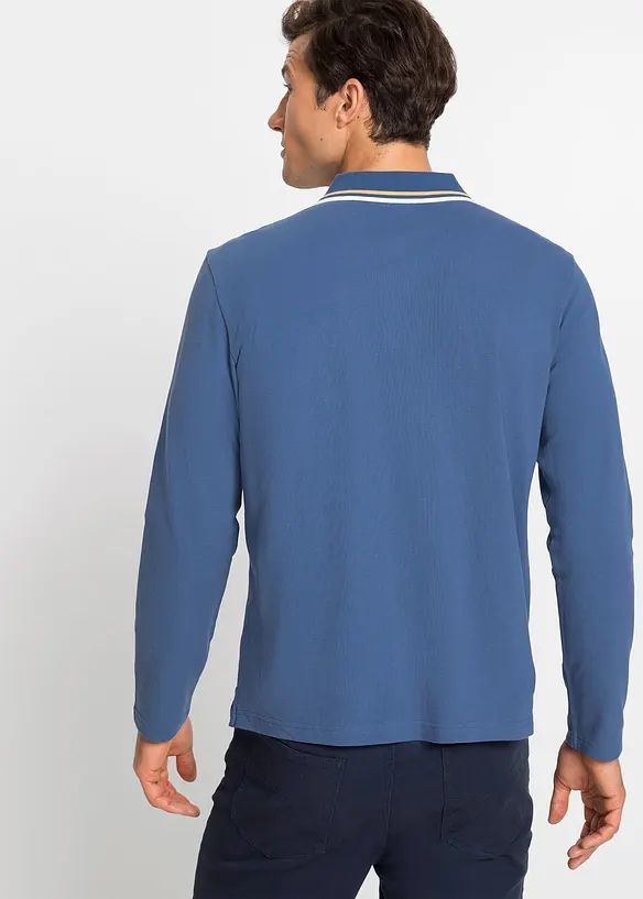 Poloshirt aus reiner Bio-Baumwolle (2er Pack) in blau von hinten (im Anschnitt) - bonprix
