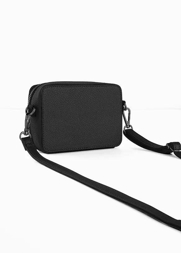 Mini-Umhängetasche mit abnehmbarem Taschengurt in schwarz von hinten - bonprix