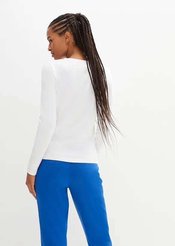Langarmshirt aus reiner Bio-Baumwolle in weiß von hinten (im Anschnitt) - bonprix Langarmshirt aus reiner Bio-Baumwolle in weiß von hinten (im Anschnitt) - bonprix