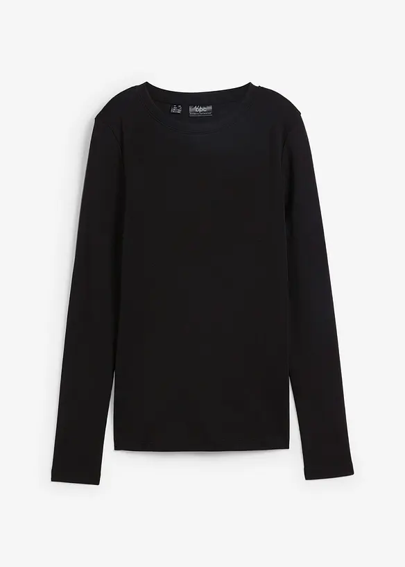 Langarmshirt aus reiner Bio-Baumwolle in schwarz von vorne - bonprix