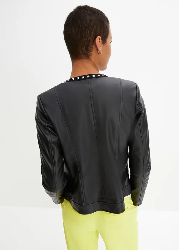 Lederimitat-Jacke in schwarz von hinten (im Anschnitt) - bonprix