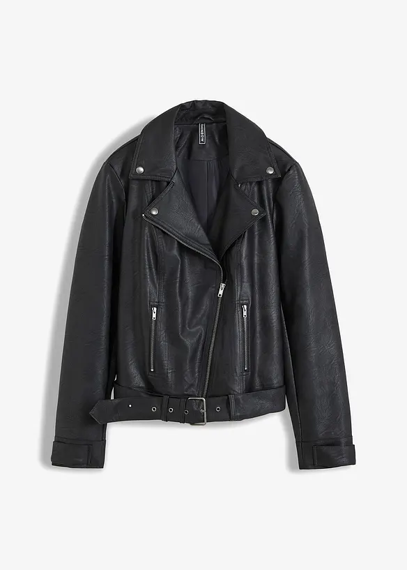 Biker-Jacke in schwarz von vorne - bonprix