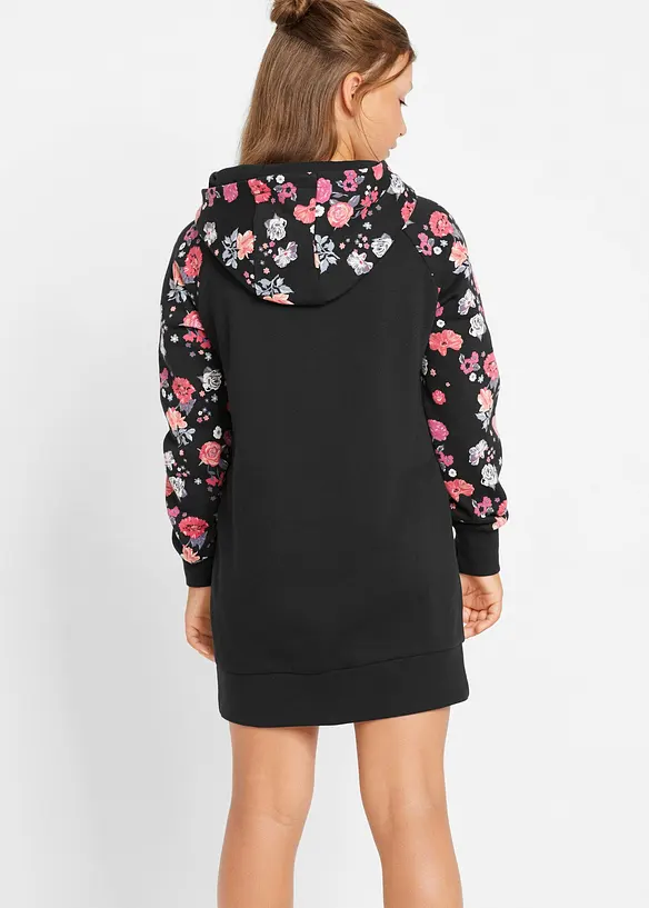 Sweatkleid aus reiner Baumwolle in schwarz von hinten (Totalaufnahme) - bonprix
