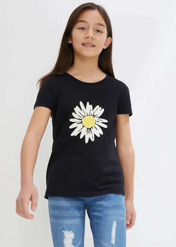 T-Shirt aus reiner Bio-Baumwolle (2er  Pack) in blau von vorne (im Anschnitt) - bonprix