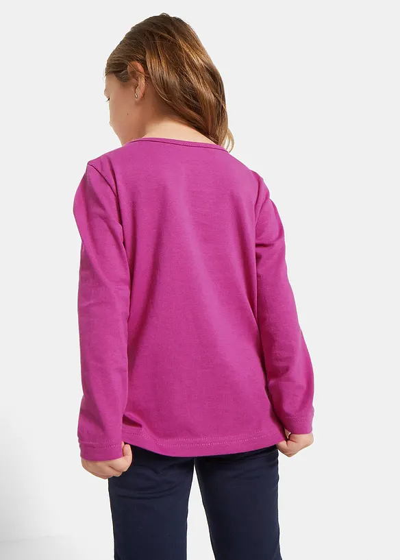 Langarmshirt (2er Pack) aus reiner Bio-Baumwolle in blau von hinten (im Anschnitt) - bonprix