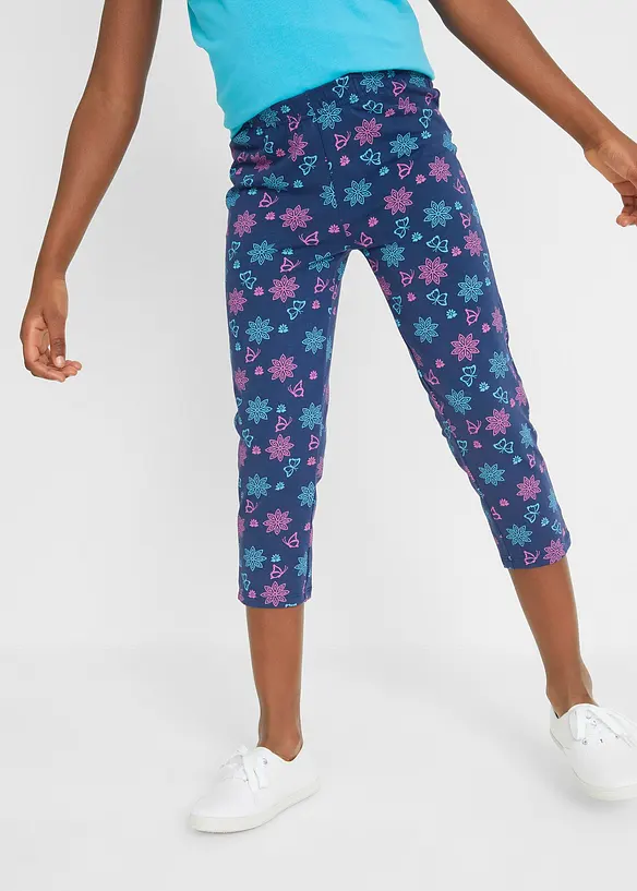 Capri-Leggings mit Bio-Baumwolle (2er Pack) in blau von vorne - bonprix