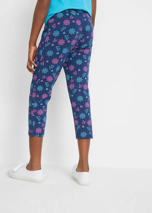 Capri-Leggings mit Bio-Baumwolle (2er Pack) in blau von hinten - bonprix