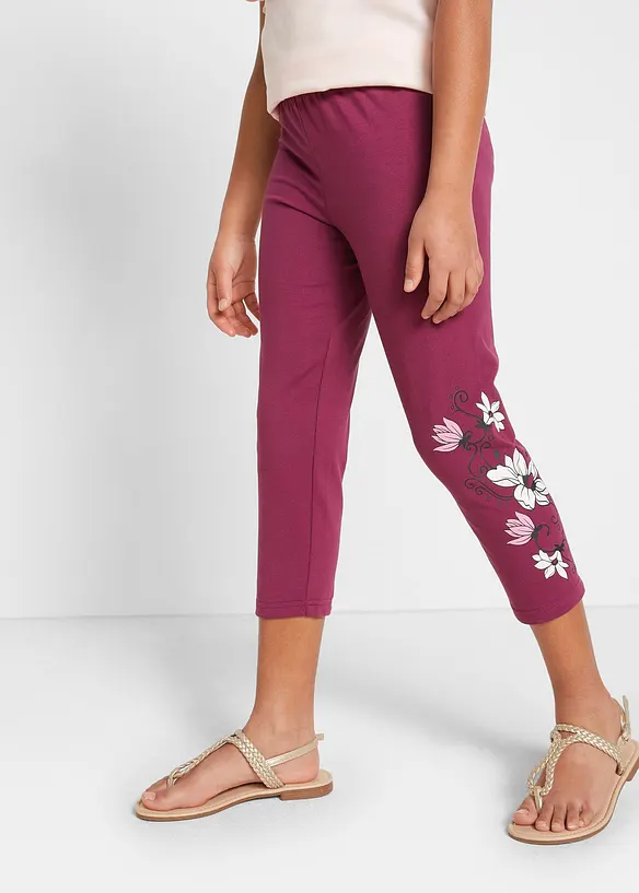 Capri-Leggings mit Bio-Baumwolle (2er Pack) in rosa von vorne - bonprix