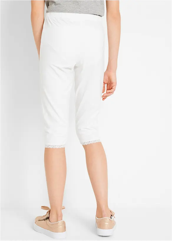Capri-Leggings mit Bio-Baumwolle (2er Pack) in weiß von hinten - bonprix