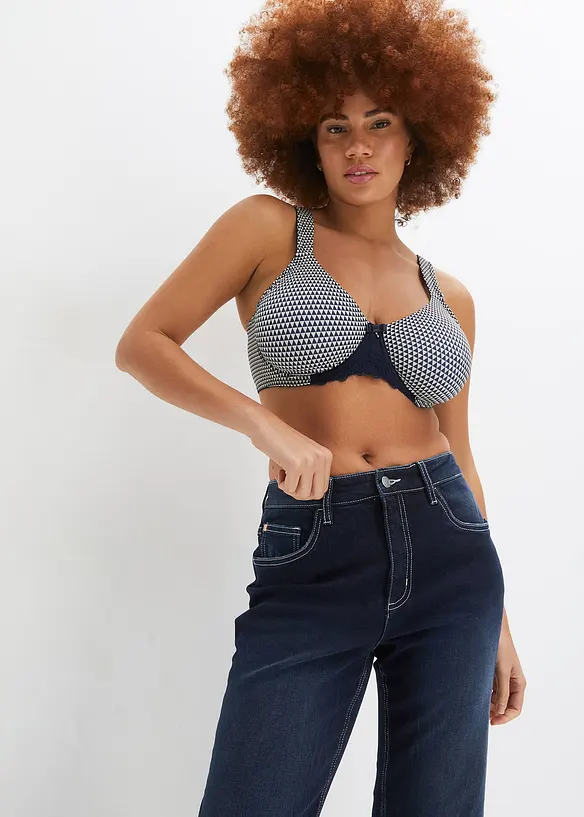 Minimizer-BH mit gepolsterten Trägern in blau von vorne (im Anschnitt) - bonprix