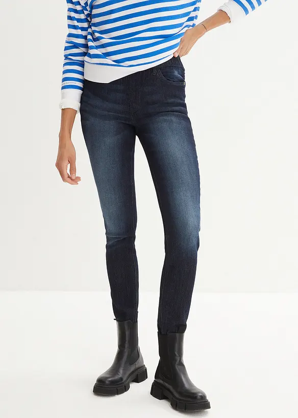 Stretch-Jeggings in blau von vorne - bonprix