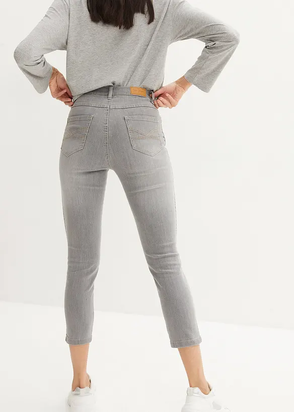 Skinny-Jeans High Waist, 7/8, Stretch in grau von hinten - bonprix