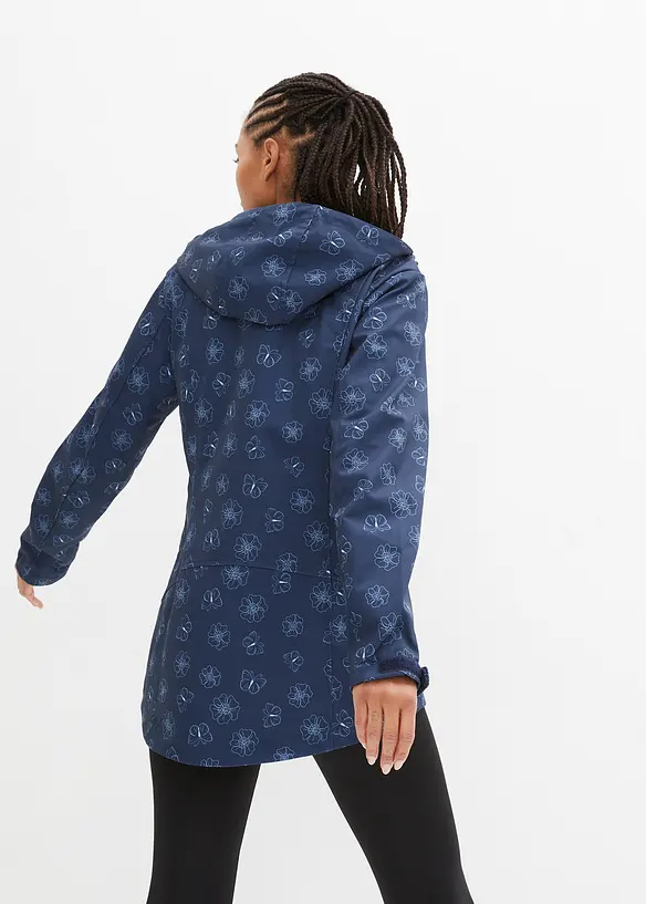 Wasserabweisende Softshelljacke mit Blumenmuster in blau von hinten (im Anschnitt) - bonprix