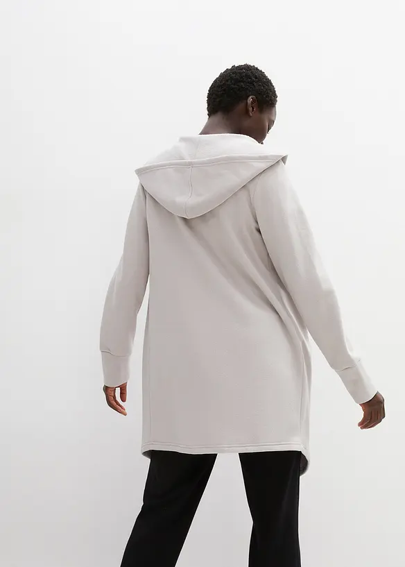 Long-Sweatjacke aus Baumwoll-Mix in grau von hinten (im Anschnitt) - bonprix